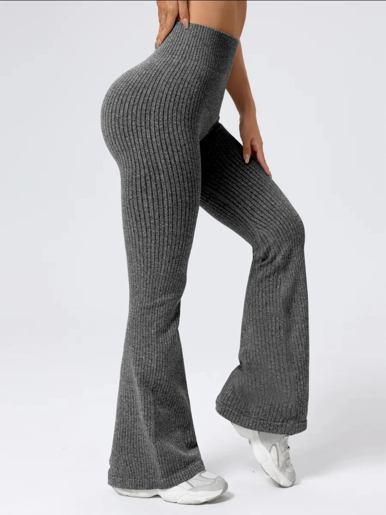 Bezszwowe Legginsy Prążkowane High-Waist