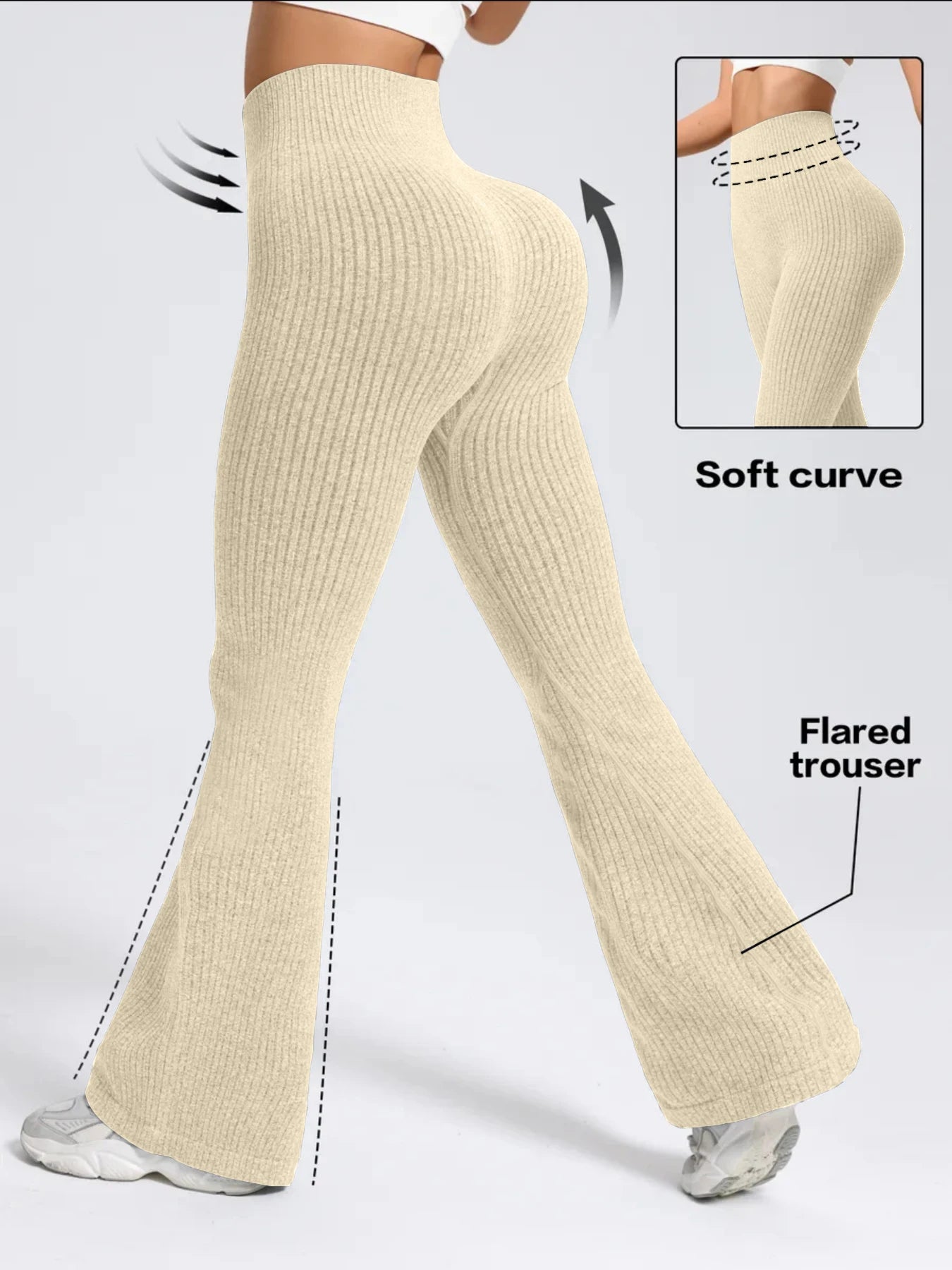 Bezszwowe Legginsy Prążkowane High-Waist
