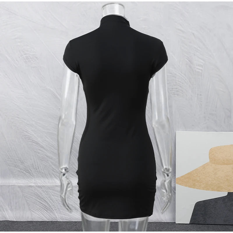 Elegancka mini sukienka Kpop z golfem