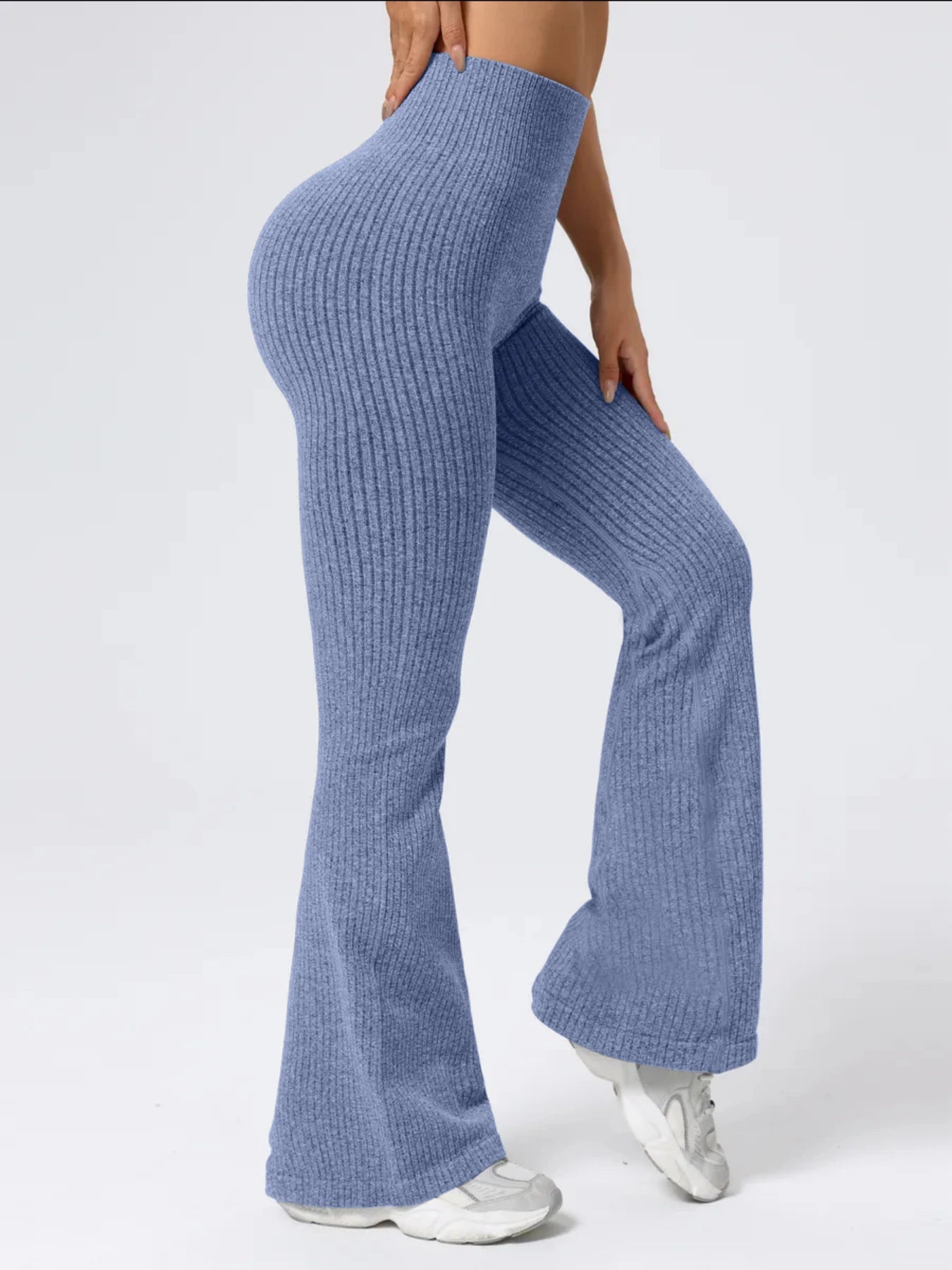 Bezszwowe Legginsy Prążkowane High-Waist