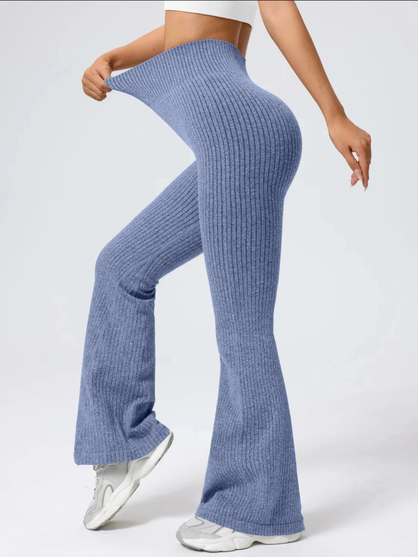 Bezszwowe Legginsy Prążkowane High-Waist