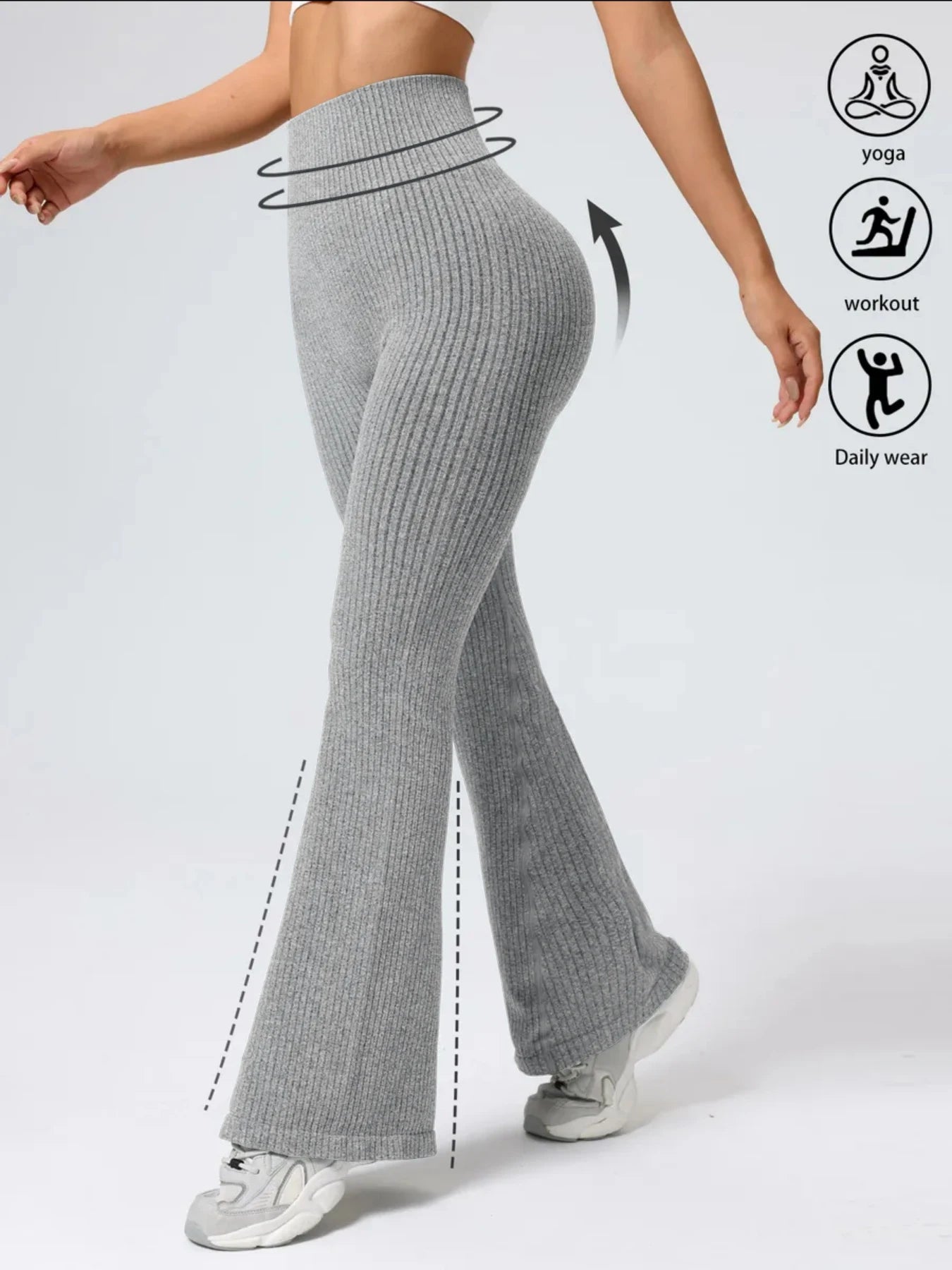 Bezszwowe Legginsy Prążkowane High-Waist