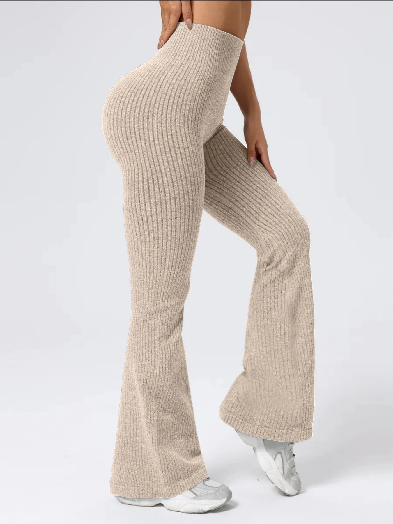 Bezszwowe Legginsy Prążkowane High-Waist