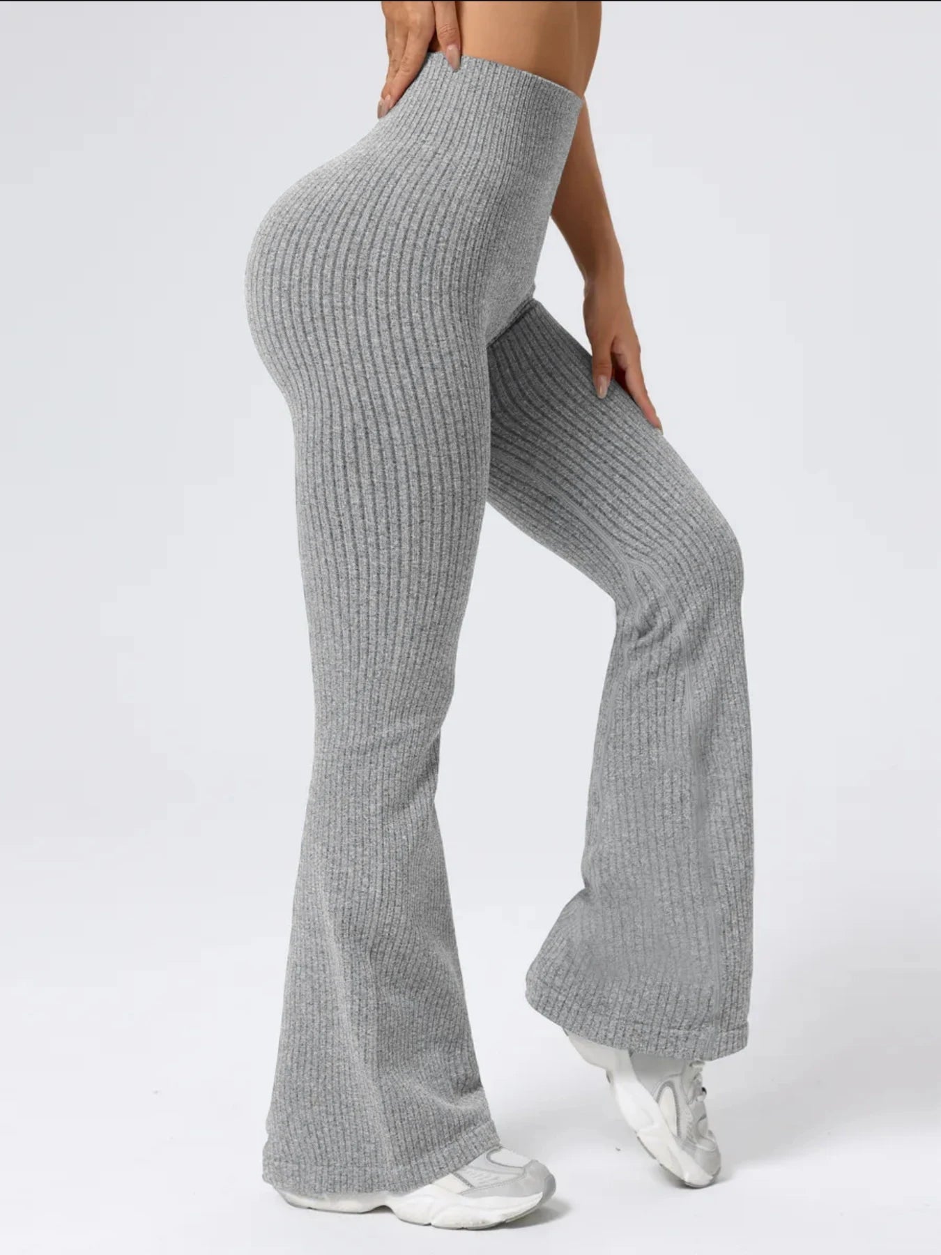 Bezszwowe Legginsy Prążkowane High-Waist