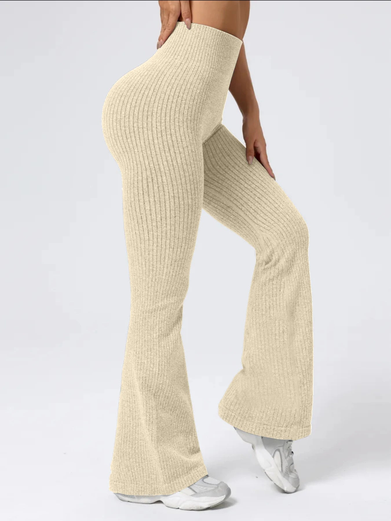 Bezszwowe Legginsy Prążkowane High-Waist